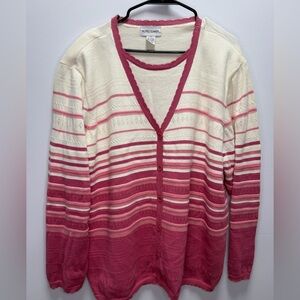 EUC Alfred Dunner Cream And White Layered Striped Sweater | Plus Size 3X